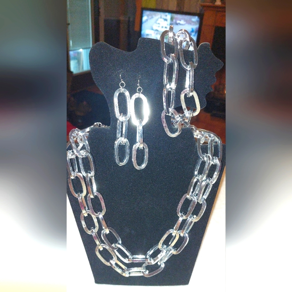 Ashley Stewart 3pc Silver Jewelry Set Nwot Smoke Free Home 44 In Plus 5 In ext